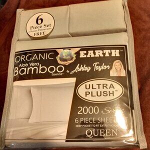 Sheet Set 6 Piece Queen  Light Grey Organic Bamboo Ashley Taylor Ultra Plush New
